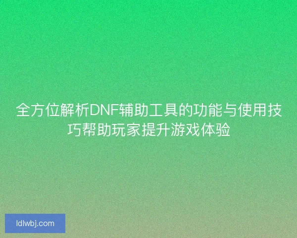 全方位解析DNF辅助工具的功能与使用技巧帮助玩家提升游戏体验